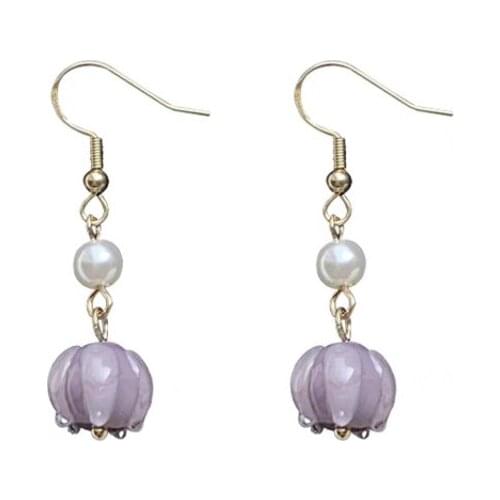 POTCET Korea 2021 Fashion Trend Womens Purple Flower Pearl Earrings Retro Simple Earrings 2021 Trend Jewelry Free Shipping