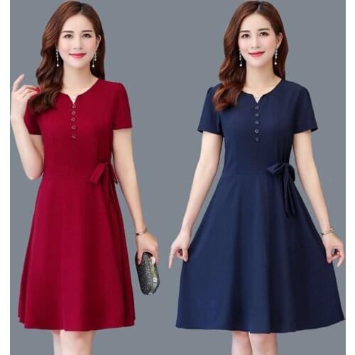 Summer Button Bow V-neck Knee-length Plus Size XL 5XL Dress Vestidos Dress Women Sukienki Vadim Vestido De Festa Vintage