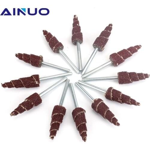 10Pcs Grinding Head Sandpaper Flap Sanding Wheel 10mm 12mm Cone Shape Mounted Point Abrasive Tool 80-320# Accessorie Rotary