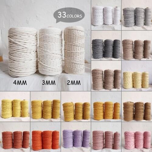 100m 3mm Colorful Cotton Twisted String Thread Macrame Braided Cord Macrame Rope Diy Handmade Knitted Bag Tapestry Blanket