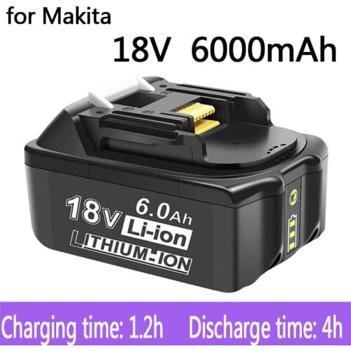 100% Original For Makita 18V 6000mAh Rechargeable Power Tools Battery with LED Li-ion Replacement LXT BL1860B BL1860 BL1850