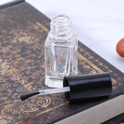 3/5/10/15ml Empty Nail Polish Glass Bottle Clear Portable UV Gel Container Refilled Storage Box Square Round Makeup Tube Brush