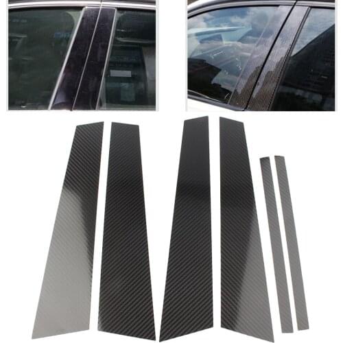6pcs Auto Window B-Pillars Trim Cover Moulding Protective For BMW 5 Series G38 2018 Carbon Fiber Car Accessories