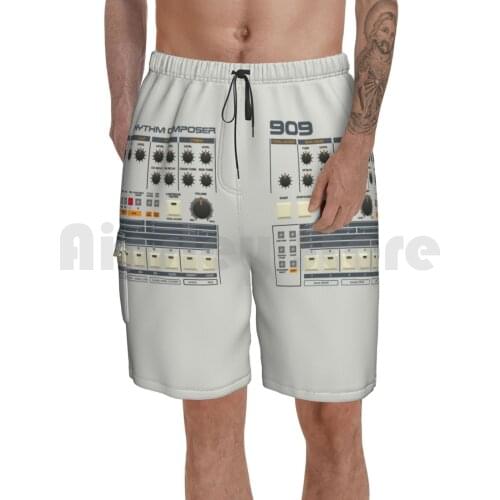 909 Analog Drum Machine Beach Shorts Men Beach Pants Swimwear Tr 909 Drum Machine Vintage Synthesizer Music Synth
