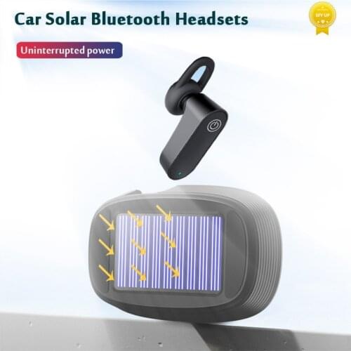 Wireless Mini Solar Headphones Stereo Bluetooth Earphones Solar Charging Box Noise Cancelling with Mic Waterproof for Car Sports