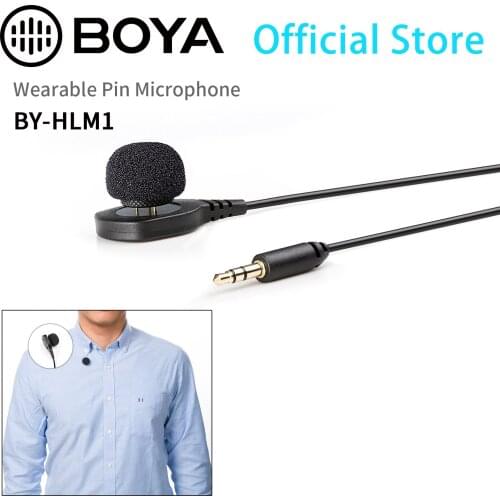 BOYA BY-HLM1 Omnidirectional Wearable Pin Microphone with 3.5mm ( 1/8") connector for DSLR cameras camcorders film TV video