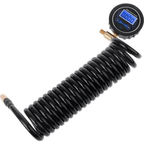 Deflator Inflator Pressure Gauge Monitor for Air Pump w 3m Extension Coil Hose