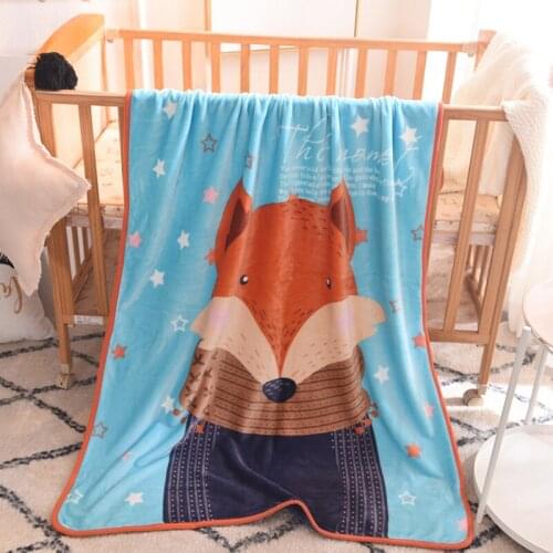 TB027A Lovely Cartoon fox bunny sheep dinosaur bear printed Anti-pilling home bed kids adult Flannel Fleece knee Throw Blanket