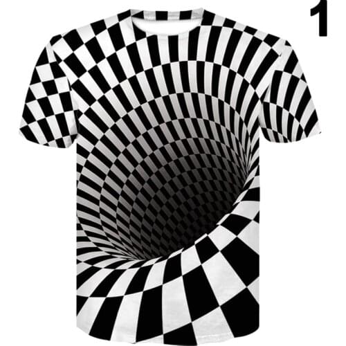Men Women Short Sleeve Tee Tops Optical Illusion Hypnosis 3D Print T-Shirt QW