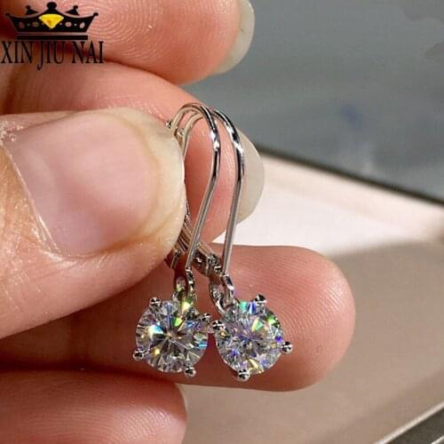 Hot new with stylish dazzling cubic zirconia crystal eardrop Simple diamond silver jewelry banquet gifts wedding earrings