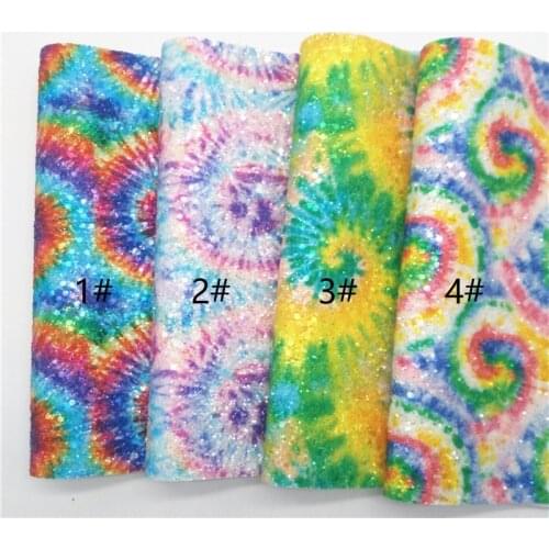 LEOsyntheticoDIY Tie Dye Rainbow Chunky Glitter Faux Leather Fabric Sheets Felt Backing Earrings Bows DIY A4 SIZE R180A