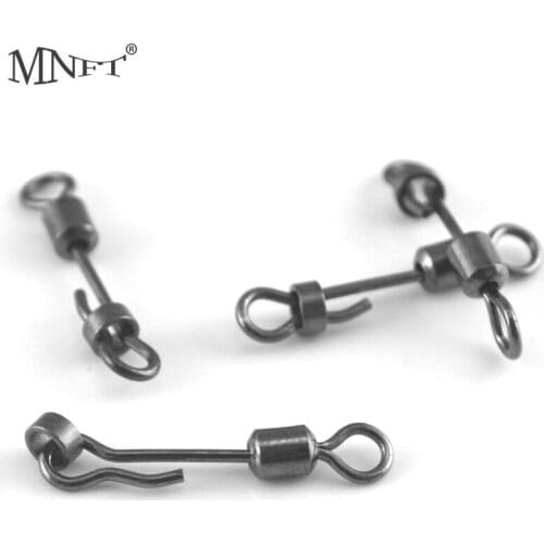 MNFT 10Pcs Stainless Steel Rolling With Lock Snap Ring Carp Fishing Pellet Line Connector Fishing Accessories