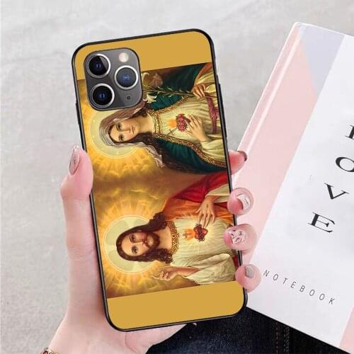 For iPhone Virgin Mary and Jesus Immaculate Heart Religion Catholic Soft TPU Border Apple iPhone Case