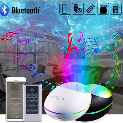Night Lamp Ocean Wave Projector Color Changing Light Projector Nightlight Bedroom Bluetooth Speaker Lamp Childrens Night Light