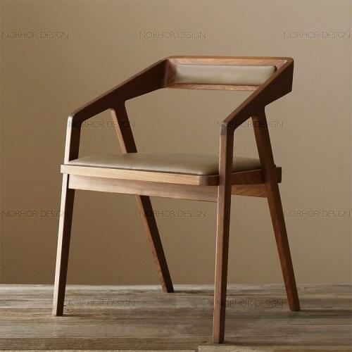Solid wood dining chair coffee shop bar restaurant milk tea shop single chair home back upholstered chair