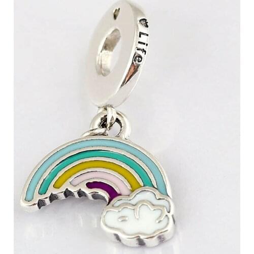 Original Enamel Rainbow Of Love Heart Engraved Life Pendant Beads Fit 925 Sterling Silver Charm Bracelet Diy Jewelry