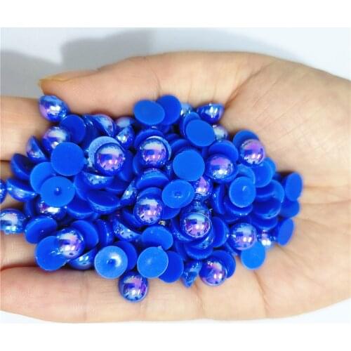 Sapphire AB Half Round Pearl Rhinestone Crystal Non Hotfix Flat Back Rhinestones Trim Accessories for Nail Art Rhinestones