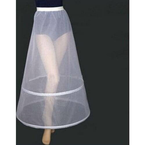 Bridal 2 Hoops A-Line Ankle-Length Full Slip Petticoat One-Layer Elastic Empire Waist Wedding Dress Crinoline Underskirt