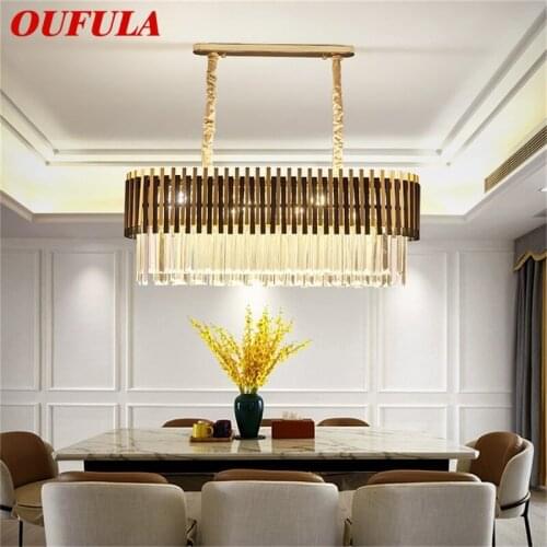 OUFULA Postmodern Black Oval Chandelier Fixtures Crystal Pendant Lamp Luxury Light Home LED for Living Dining Room