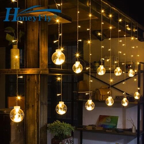 HoneyFlu LED Wishing Ball Curtain String Lights 12pcs Balls 3.5m USB Battry Fairy Garland Lights New Year Christmas Festival Dec