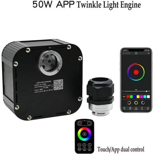 50W APP RGBW 4-Speed Twinkle LED Fiber Optic Star Ceiling Light Engine Smart phone Control&Touch Remote controller DIY