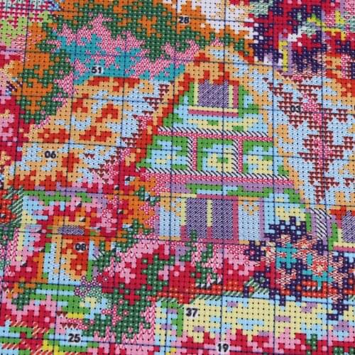 Cross Stitch Embroidery DIY Needlework Cross Stitch Kit Set - Counted Garden House