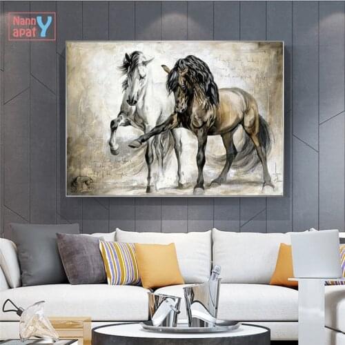 Retro Horse Oil Canvas Painting Animal Hanging Pictures for Living Room Home Decor Wall Art Posters and Prints Abstract Poster