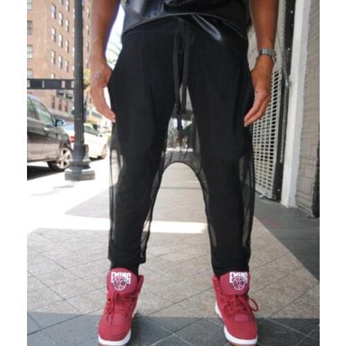 2020 New Mens clothing GD Hair Stylist fashion Hip hop punk crotch transparent mesh panel casual pants 27-46