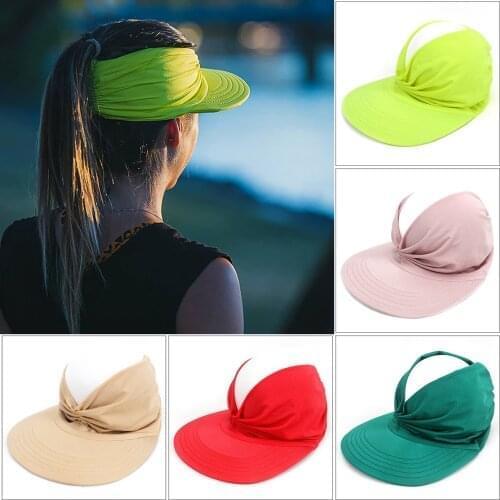 2021 New Womens Summer Sun Hat Fashion Ponytail Beach Cap Ladies Outdoor Sun Visor Hat