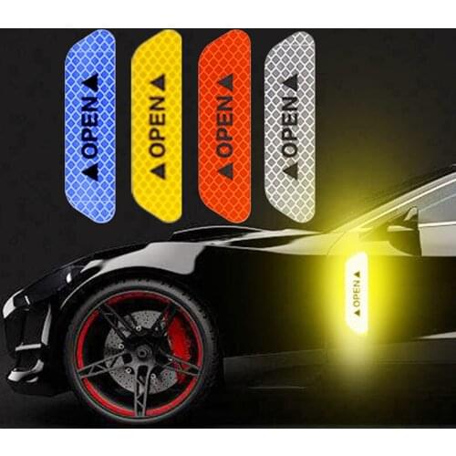 Car Warn Sticker Car OPEN Reflective Strip Night Driving Safety Light Luminous Warn Waterproof Tape Motorcycle Bike Safe Sticker