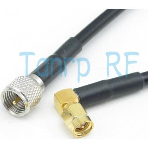 Free shipping! 6FEET 2M RG58 cable MINI UHF male to SMA male plug right angle extension 200CM RF Pigtail coaxial jumper cable