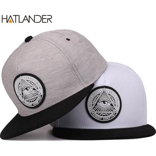Classic 5 panels cotton snapback 3d god eyes plastic patch mens flat brim baseball cap hip hop hat and cap for men and women