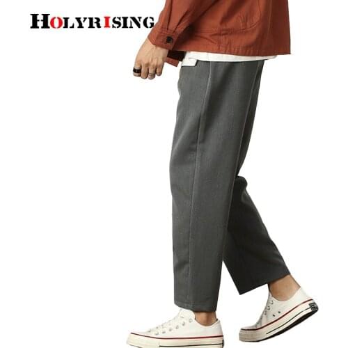 Holyrising Men Pants Leisure Pantalon Homme Comfortable Trousers Stretch Black Gray Male Suit Pants High Quality S-2XL 19178-5