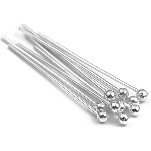 10pcs/lot 15 20 25 30 40 50 mm 925 Sterling Silver Ball Head Pins DIY Headpins For Jewelry Making Findings Accessories Dia 0.5mm