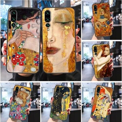 Kiss by Gustav Klimt Design Phone case For Huawei Honor 6 7 8 9 10 10i 20 A C X Lite Pro Play Frosted black fashion cover pretty