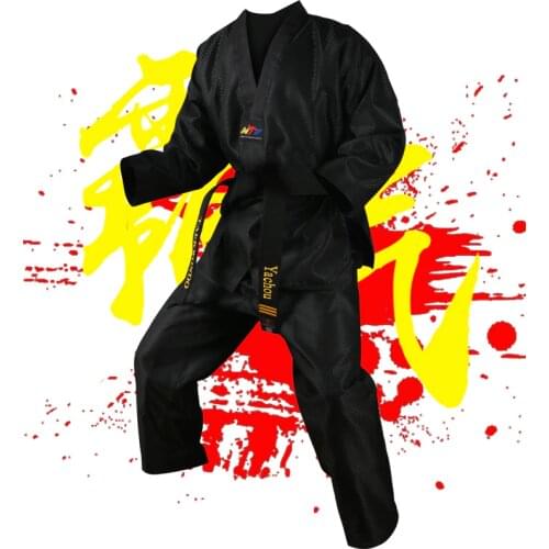 BLACK Taekwond Uniform TKD Long Sleeve Kids Clothes Taekwondo Dobok Adult Taekwondo brance wtf itf Suits Tae kwon do