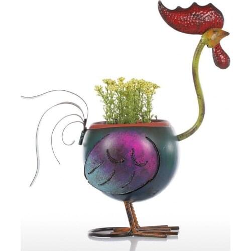Flower Pot Delicate Realistic Iron Cock Garden Back yard Plant Planter for Home