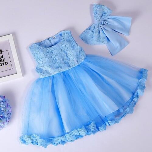 Baby Girls Dresses Kids Lace Baptism Dress with Big Bow Toddler Christening Dress Vestido Baby Girl Clothes