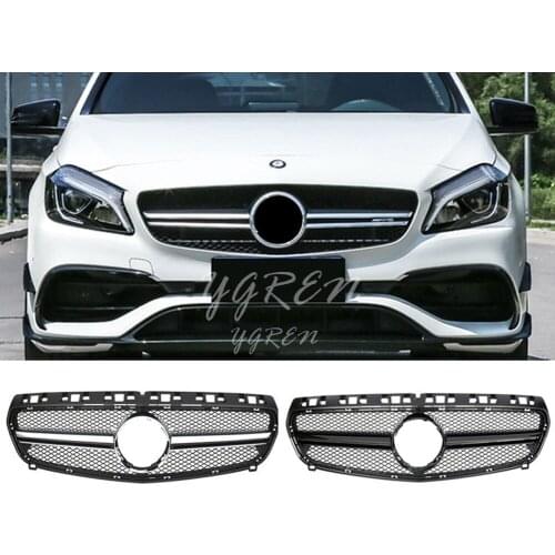 For Mercedes Benz W176 A Class Black Silver AMG Style Grille Star 2013 2014 2015