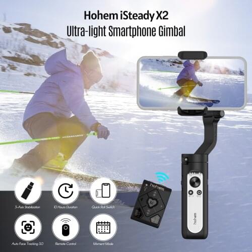 Hohem iSteady X2 Ultralight 3-Axis Smartphone Palm Gimbal Handheld Stabilizer One-click Following POV Inception Mode Moment Mode