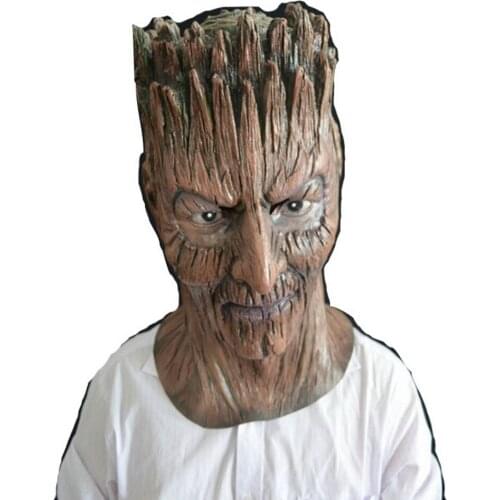 Brown Groot Halloween Mask Tree Monster Carnival Ball Party Props Adult Cosplay Costume Full Head Horror Helmet Latex Masks