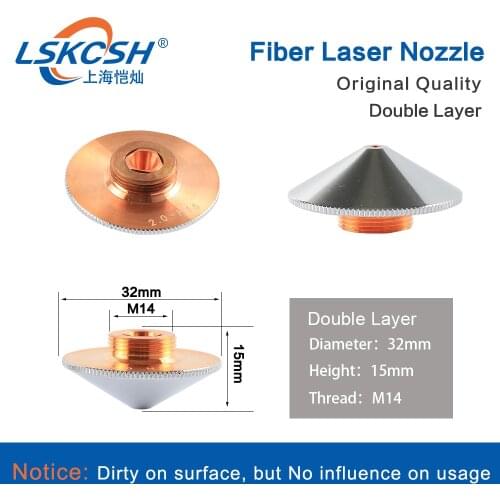 LSKCSH 10Pcs/Lot Original Quality Double Layer Nozzle Dia. 32mm Caliber 2.0-5.0mm For BT240S BM109 BM111 BM114S Laser Head