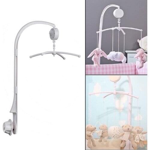 DIY Baby Crib White Rattles Bracket Set Baby Crib Mobile Bed Bell Holder Toy Infant Arm Bracket Wind-up Music Box Hanging Stand