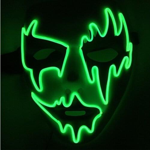 Fashion Glowing Masquerade Mask Halloween Horror Face EL Wire Mask