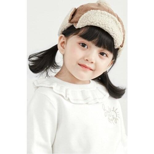 Fashion newborn hat knitted warm lovely embroidered protective earmuffs children winter cotton soft hat holiday gift
