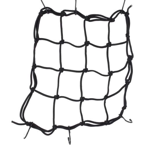 Motorcycle 6 Hook Hold Down Cargo Helmet Web Bungee Cord Packing Mesh Net black
