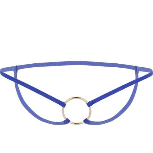 Mens Hot Lingerie Underwear Low Waist Elastic Waistband Panties Front Metal O-Rings Crotchless Open Butt G-String Thong Briefs