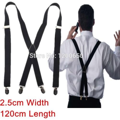 4 clips black mens suspenders for men 2.5*120cm womens pants with adjustable braces suspender