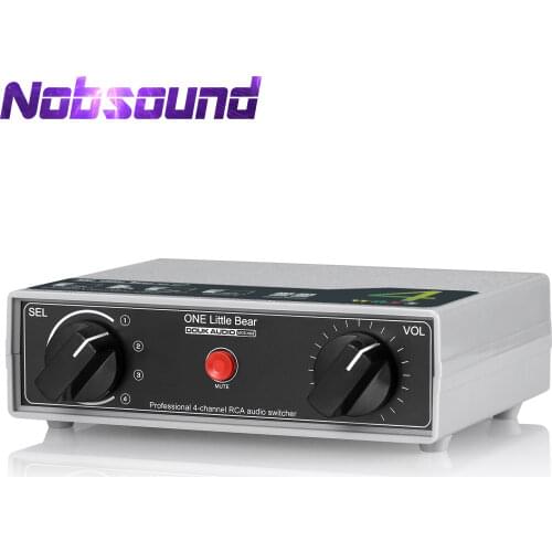 Nobsound Portable 4-way Analog RCA Stereo Audio Switcher Volume Control Passive Preamp Splitter Box