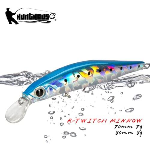 Hunthouse Fishing Lure Artist Sinking Minnow Lure Freshwater Fishing Trout Lure Hard Bait 70mm 7g 80mm 8.5g Mustad Hooks
